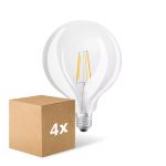 Multipack 4x Osram SuperStar LED E27 Globe 125mm Filament Clear 7W 806lm - 822-827 Dim To Warm | Dimmable - Replaces 60W