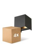 Multipack 4x D'Lite LED Wall Light Elingen Aluminium Black 4.9W 290lm - 830 Warm White | Light Sensor